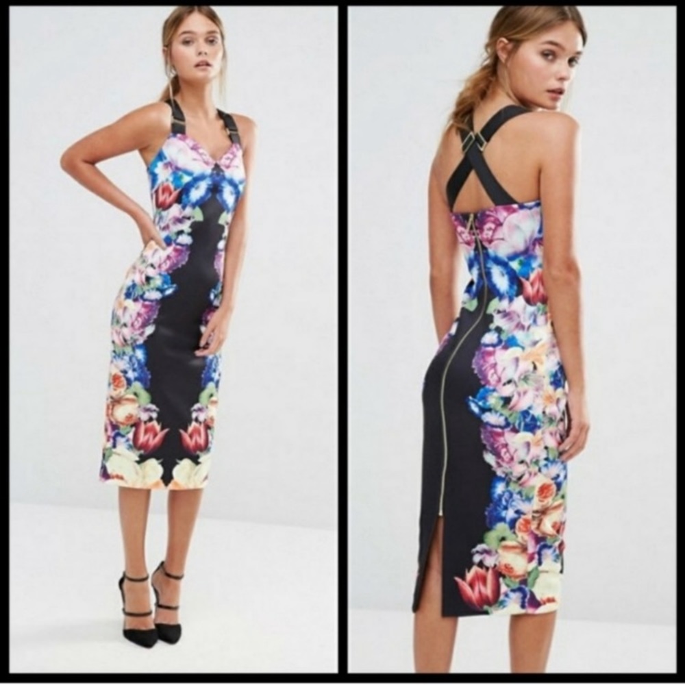 Ted Baker Deony Floral Buckle Midi Dress